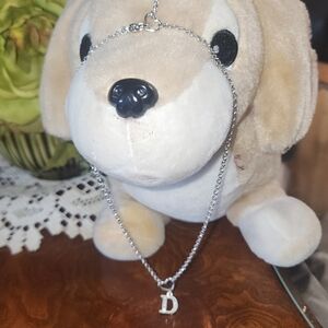 Dior Silver-Tone 'D' Initial Necklace